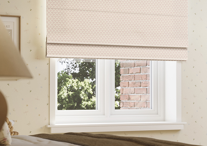 Trellis Prints, Scallop and Bud Rosies Pink - Roman Blind - Image 5